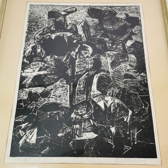 Image 1 of Vintage lithograph by Helle Thorborg, Denmark 1964