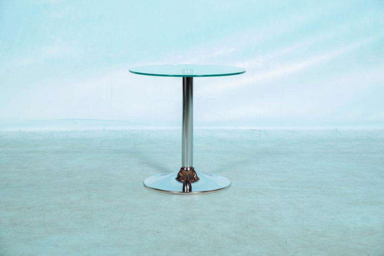 Image 1 of Table d'appoint ronde Space Age, table à plantes en verre et chrome