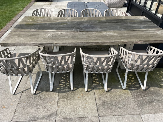 Image 1 of Meubili Garden Table With 8 Matching Woven Chairs