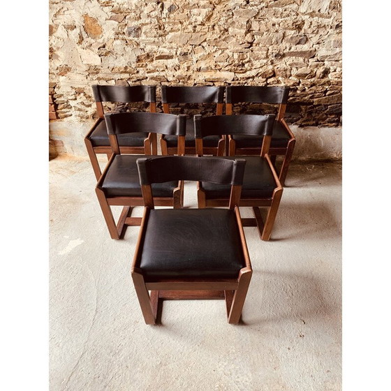 Image 1 of Set of 6 black vintage chairs by Gunther Hoffstead for Uniflex, 1960
