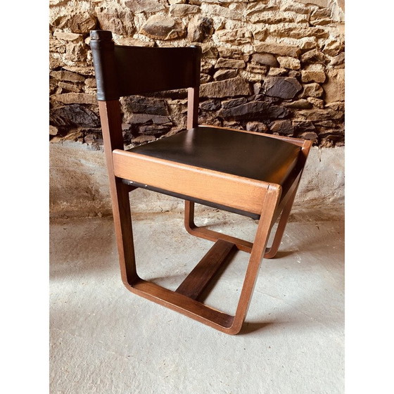 Image 1 of Set of 6 black vintage chairs by Gunther Hoffstead for Uniflex, 1960