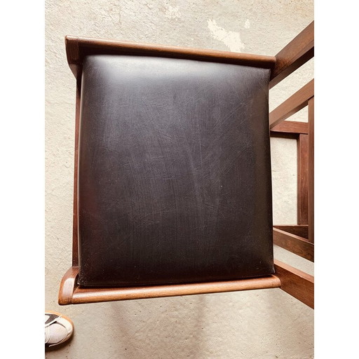 Set of 6 black vintage chairs by Gunther Hoffstead for Uniflex, 1960