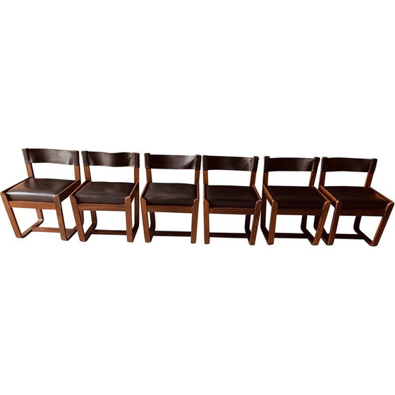 Image 1 of Set of 6 black vintage chairs by Gunther Hoffstead for Uniflex, 1960