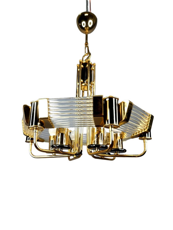 Image 1 of Large vintage crystal and brass chandelier by Bakalowits & Söhne