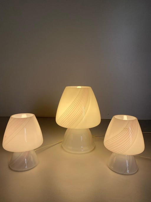 3X Murano Mushroom Table Lamps