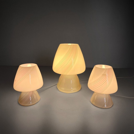 3X Murano Mushroom Table Lamps