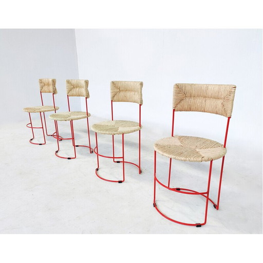 Set of 4 mid-century chairs by Laura de Lorenzo and Stefano Stefani, Italy 1980s