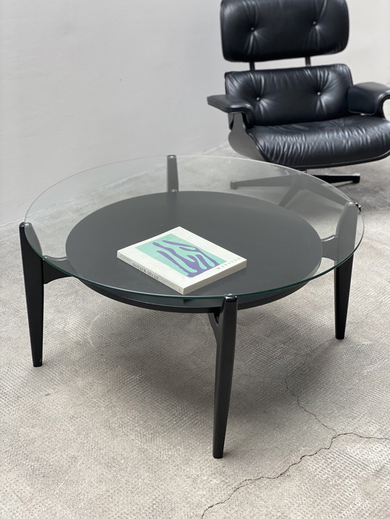 Image 1 of Wilhelm Renz 1960s Germany coffee table wood black glass round 100cm