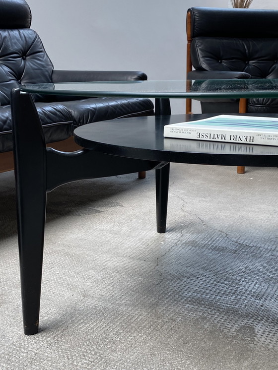 Image 1 of Wilhelm Renz 1960s Germany coffee table wood black glass round 100cm