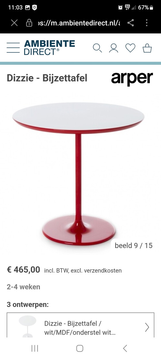 Image 1 of 2x Dizzie side table Arper