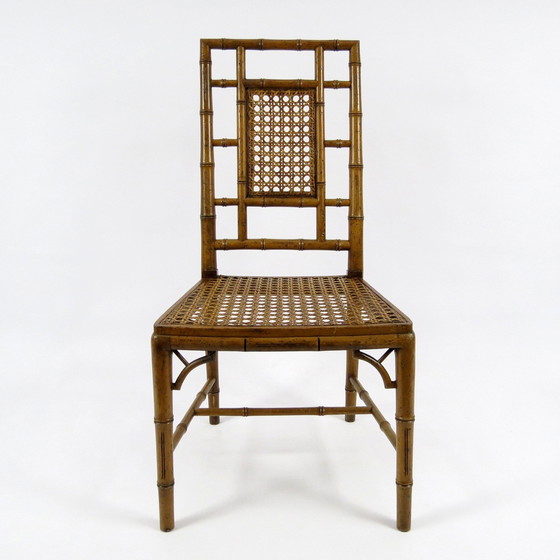 Image 1 of Ensemble de 2 chaises de salle à manger en faux bambou, 1970