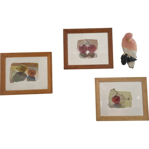 Conjunto de 3 pinturas de naturalezas muertas vintage