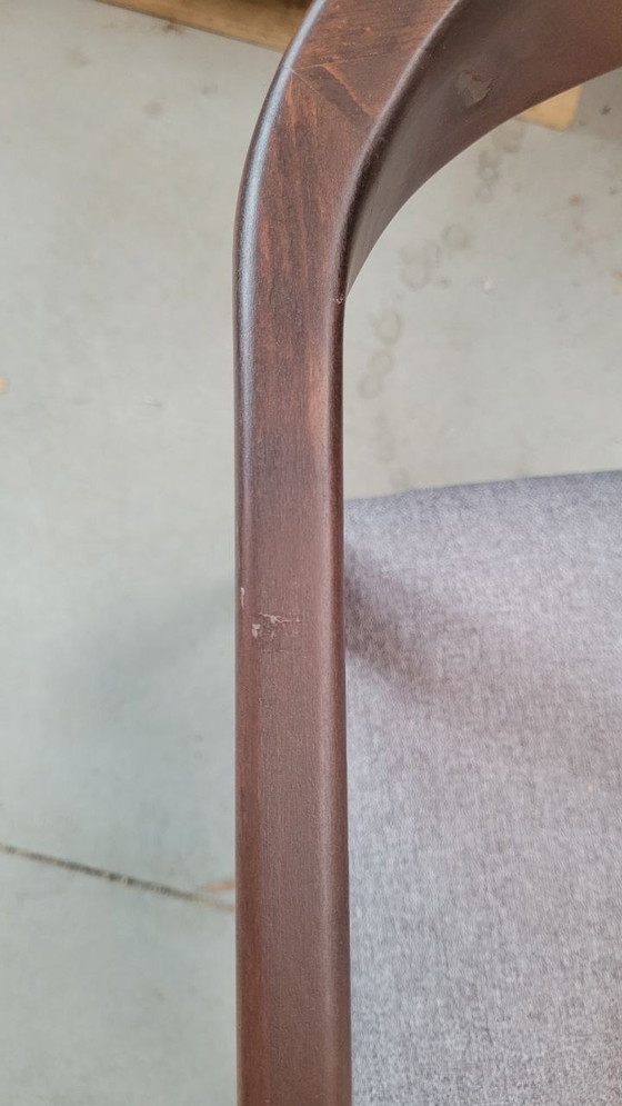 Image 1 of 3x dining chair - brown wood - gray upholstered seat