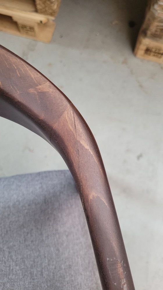 Image 1 of 3x dining chair - brown wood - gray upholstered seat