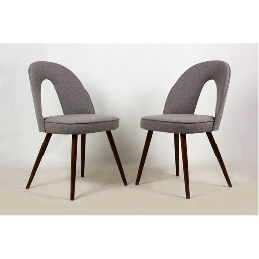 Pair of vintage chairs in grey fabric by Antonín Šuman for Tatra, Czechoslovakia 1960