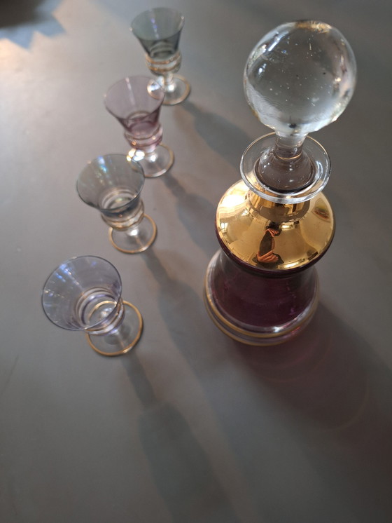 Image 1 of Set Caraffa in Vetro di Murano con 4 Bicchieri 