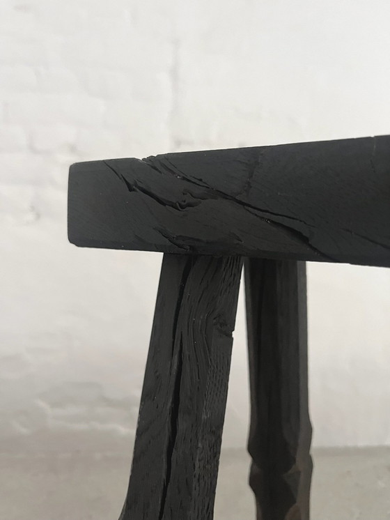 Image 1 of Linfin Tripod Black Oak Stool/ Side Table