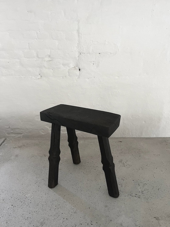 Image 1 of Linfin Tripod Black Oak Stool/ Side Table