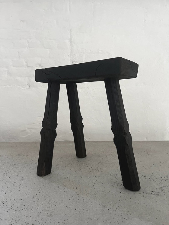 Image 1 of Linfin Tripod Black Oak Stool/ Side Table