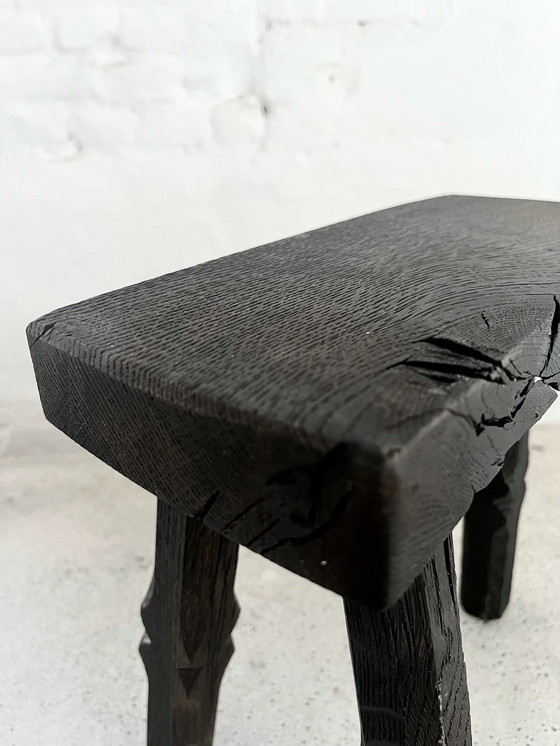 Image 1 of Linfin Tripod Black Oak Stool/ Side Table