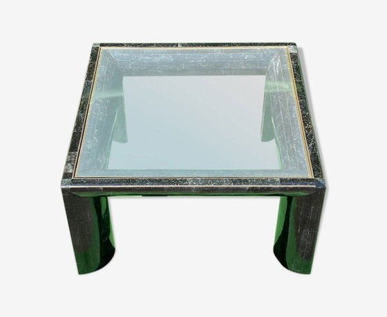 Image 1 of Black stone coffee table with tessellation by Maitland Smith, 1970S