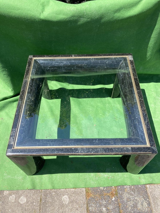 Image 1 of Black stone coffee table with tessellation by Maitland Smith, 1970S