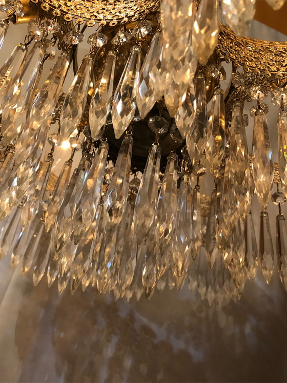 Image 1 of Lampe suspendue en cristal Hollywood Regency