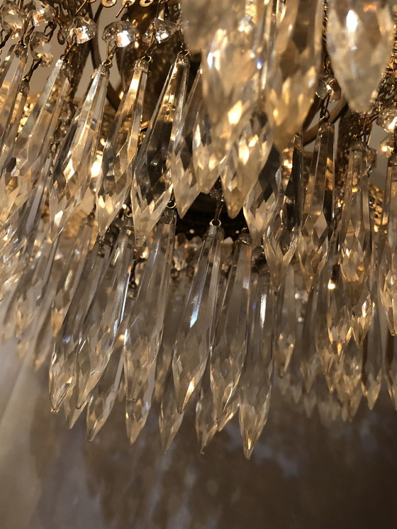 Image 1 of Lampe suspendue en cristal Hollywood Regency