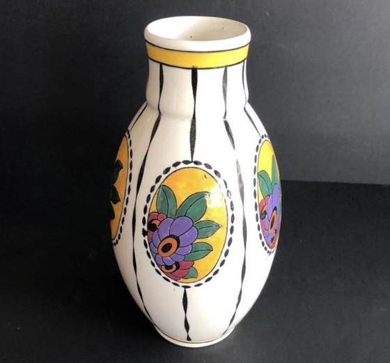 Image 1 of Large Boch Frères Charles Catteau Art Deco Earthenware Vase