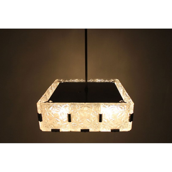 Image 1 of Vintage metal and glass ceiling lamp by Kamenicky Šenov, Czechoslovakia