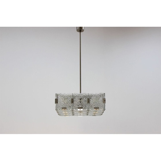 Image 1 of Vintage metal and glass ceiling lamp by Kamenicky Šenov, Czechoslovakia