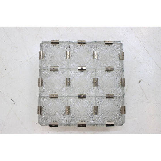 Image 1 of Vintage metal and glass ceiling lamp by Kamenicky Šenov, Czechoslovakia