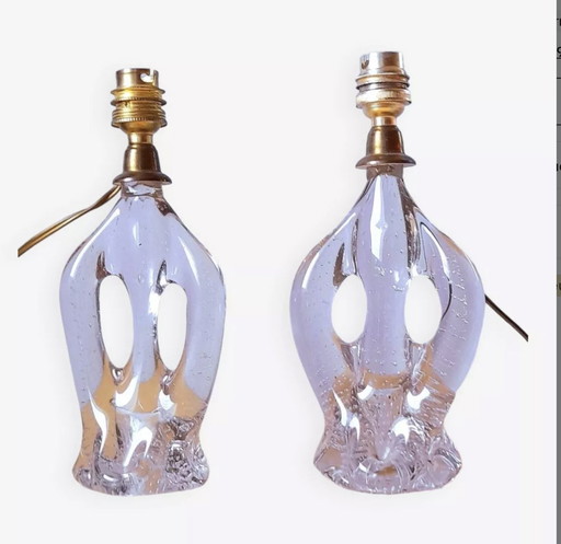 Pair Of Murano Bubbled Lamps 1960