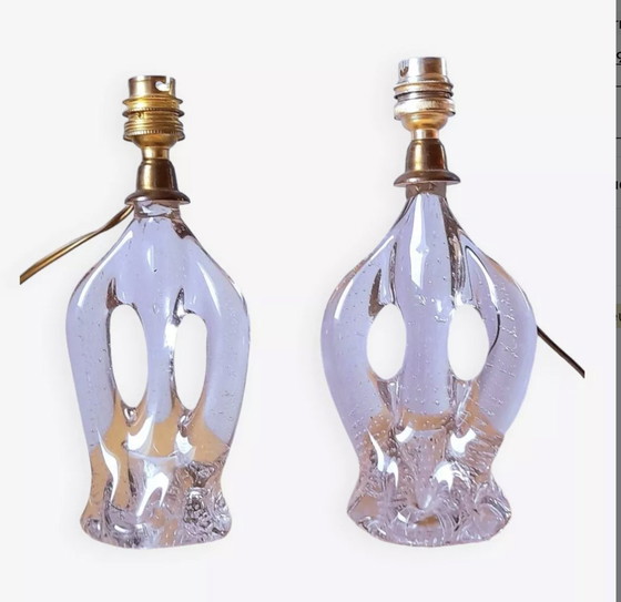 Image 1 of Pair Of Murano Bubbled Lamps 1960