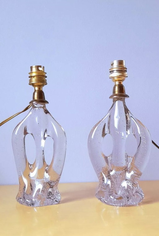 Pair Of Murano Bubbled Lamps 1960