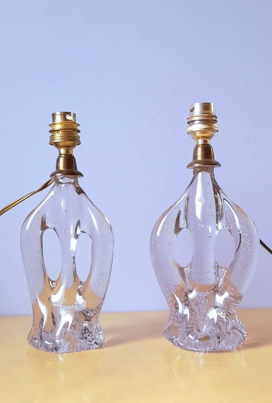 Image 1 of Pair Of Murano Bubbled Lamps 1960