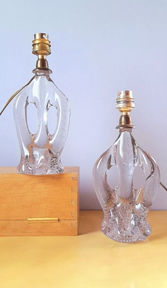 Image 1 of Pair Of Murano Bubbled Lamps 1960