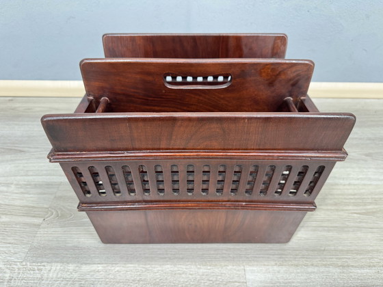 Image 1 of Vintage Mahogany Wooden Reading Rack