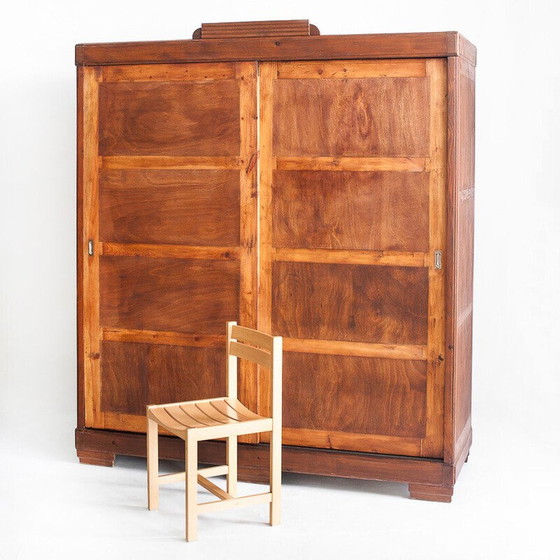 Image 1 of Vintage pinewood cabinet with sliding doors, France 1940