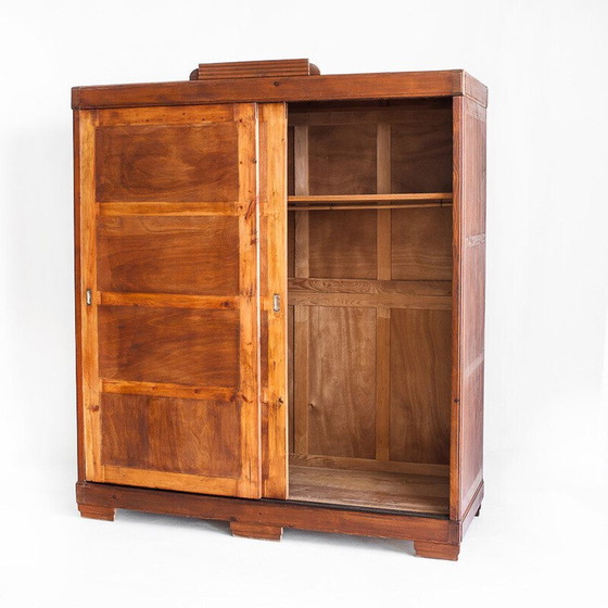 Image 1 of Vintage pinewood cabinet with sliding doors, France 1940