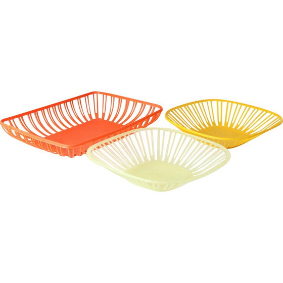 Image 1 of Set of 3 vintage plastic baskets, Czechoslovakia 1960