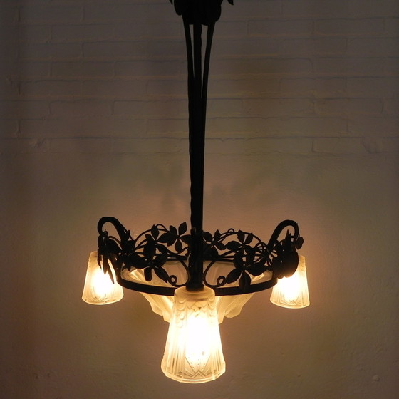 Image 1 of Art Deco Pendant Lamp Muller Freres Luneville 1930s