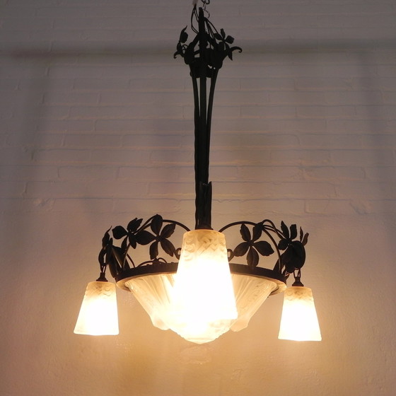 Image 1 of Art Deco Pendant Lamp Muller Freres Luneville 1930s