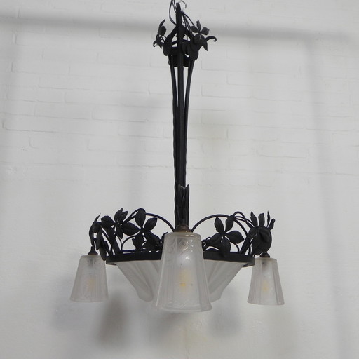 Art Deco Pendant Lamp Muller Freres Luneville 1930s