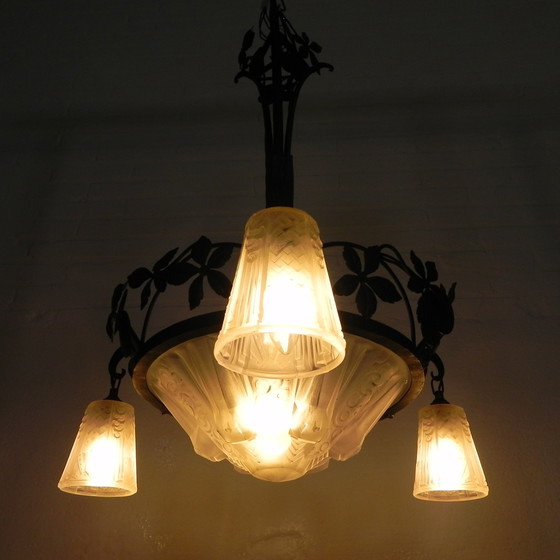 Image 1 of Art Deco Pendant Lamp Muller Freres Luneville 1930s