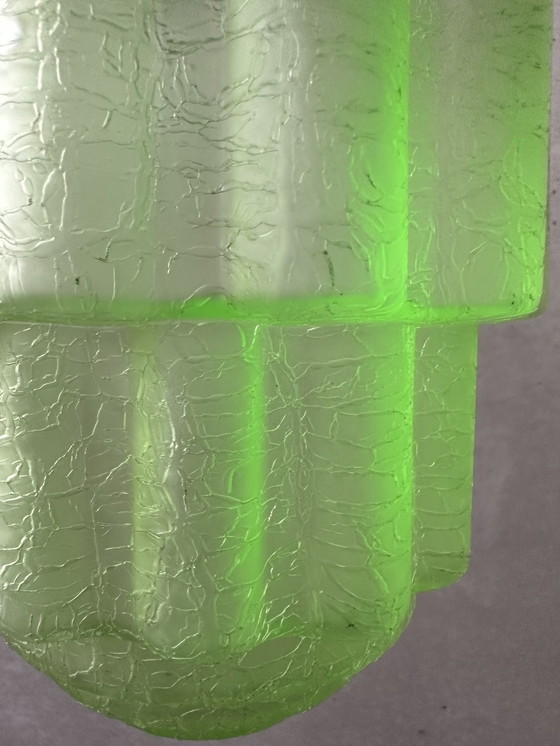 Image 1 of Art deco pendant lamp - skyscraper - uranium glass