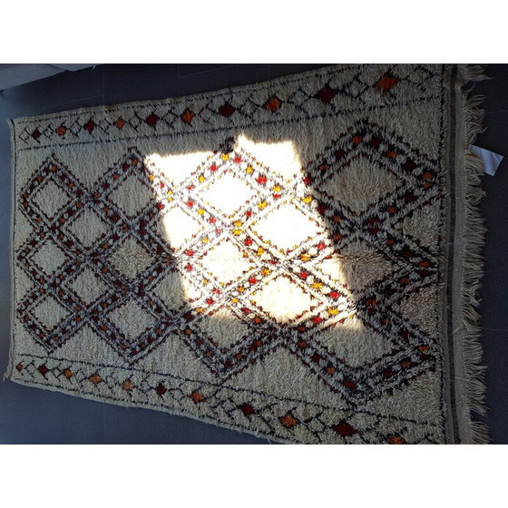 Image 1 of Vintage woolen beni ouarain carpet, Morocco 1970