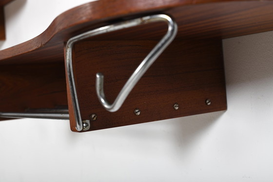 Image 1 of Pair of  Danish Coat Racks / Shelfes in Teak & Chrome