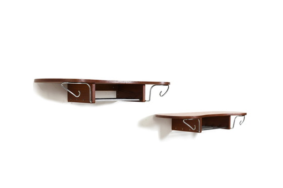 Image 1 of Pair of  Danish Coat Racks / Shelfes in Teak & Chrome