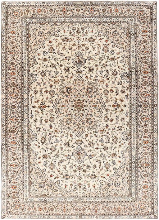 Genuine Hand-knotted Kashan Cork 3,92 X 2,83 Oriental Carpet No. 24620